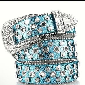 Sparkling Blue Rhinestone Studded Belt. NWT